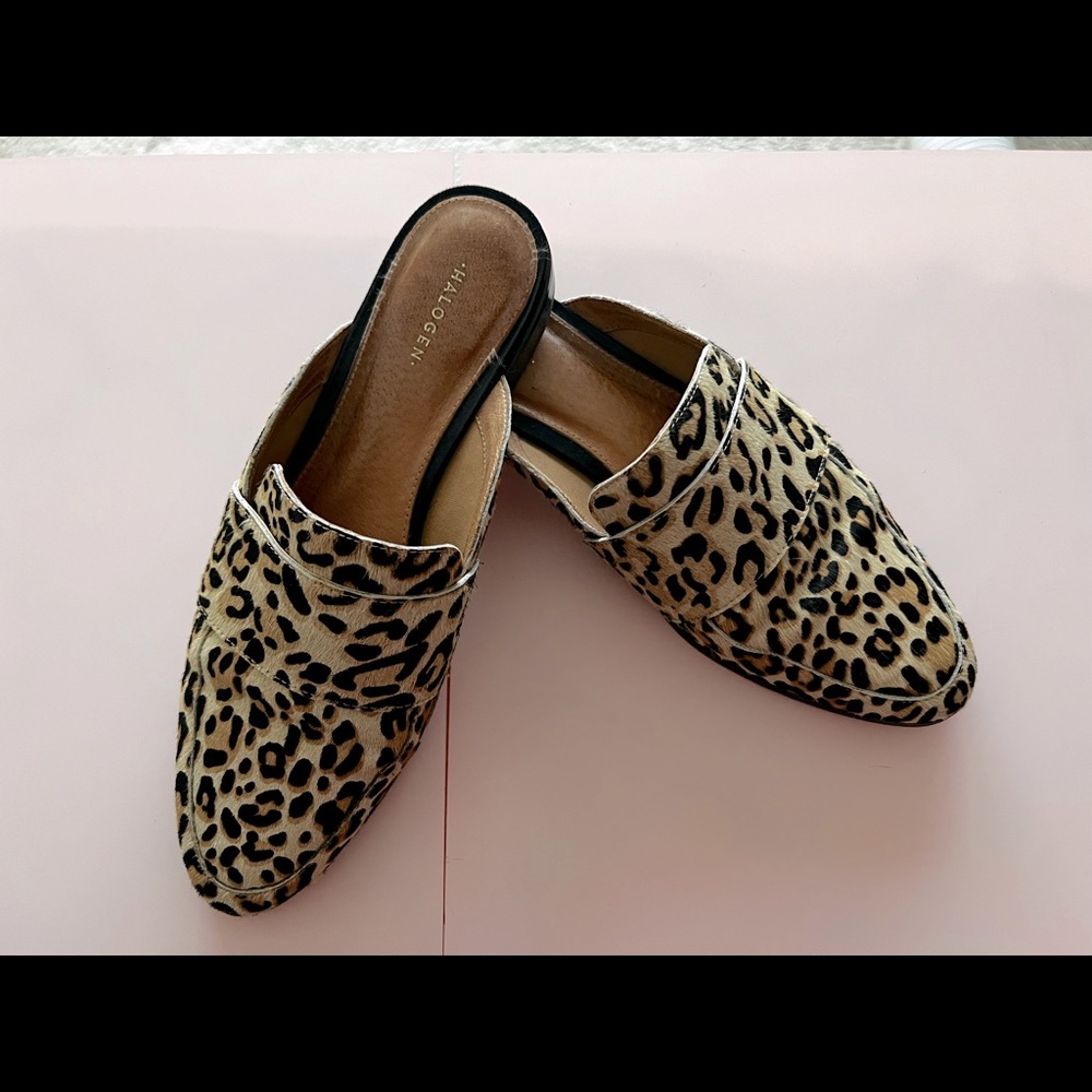 Halogen ‘Violet’ Calf Hair Leopard Loafer Mule(9m)